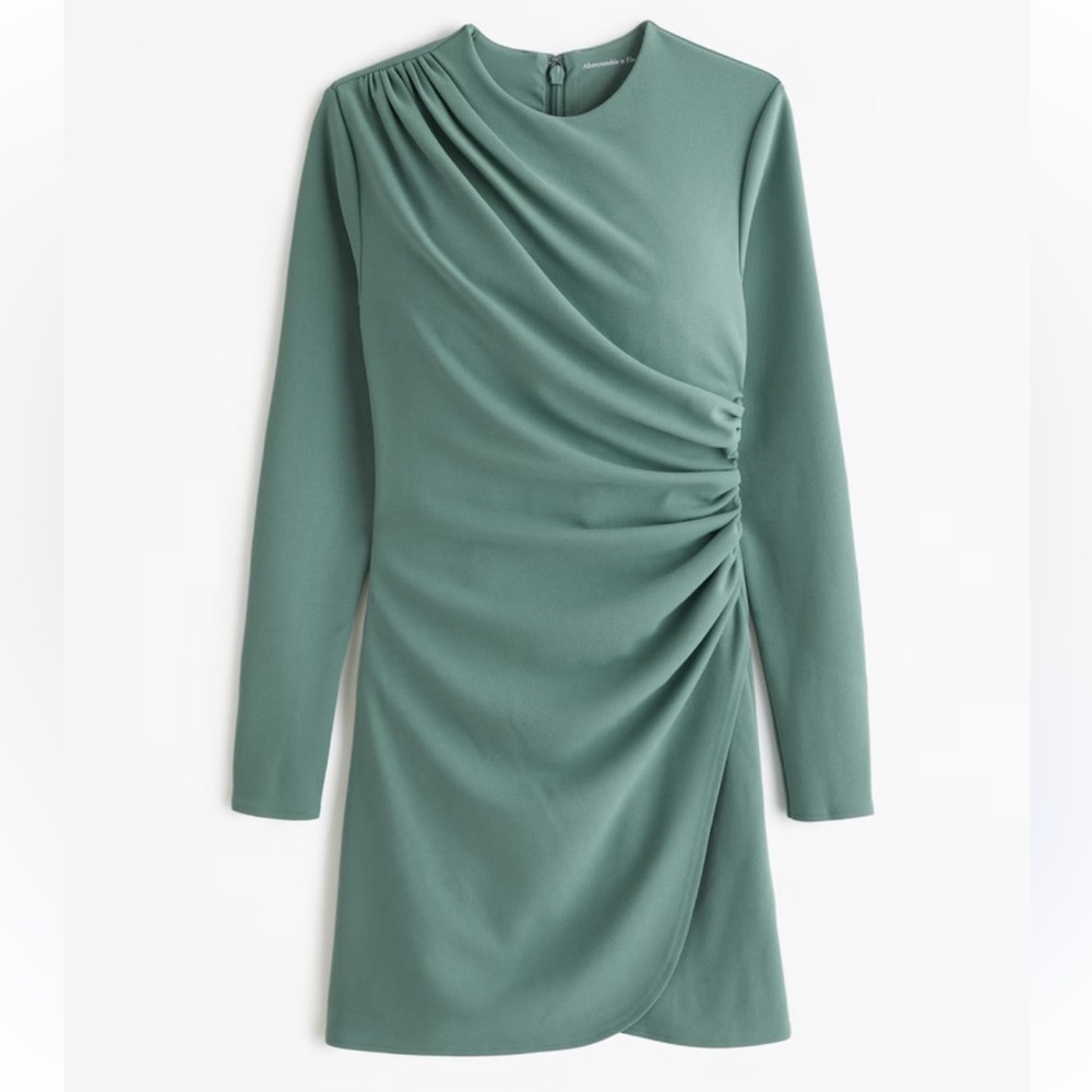 Abercrombie and Fitch Long sleeve draped mini dress sea foam green XSP